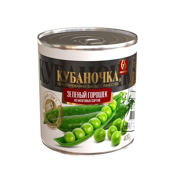 Горошек зеленый Кубаночка 400 гр ж/б