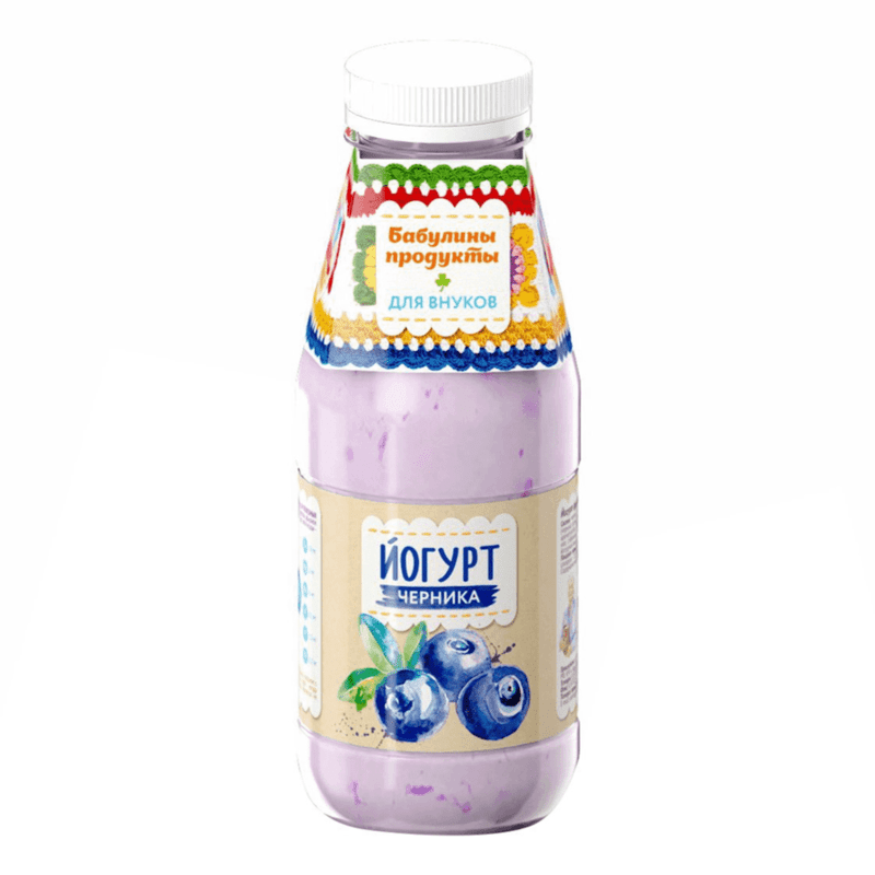Йогурт питьевой Бабулины продукты 1,5% 400 гр Черника
