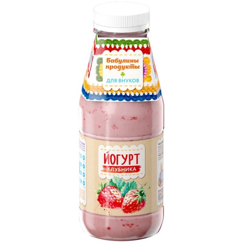 Йогурт питьевой Бабулины продукты 1,5% 400 гр Клубника