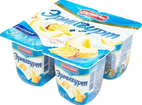 Йогурт Эрмигурт 3,2% 100 гр. молочный ананас-дыня